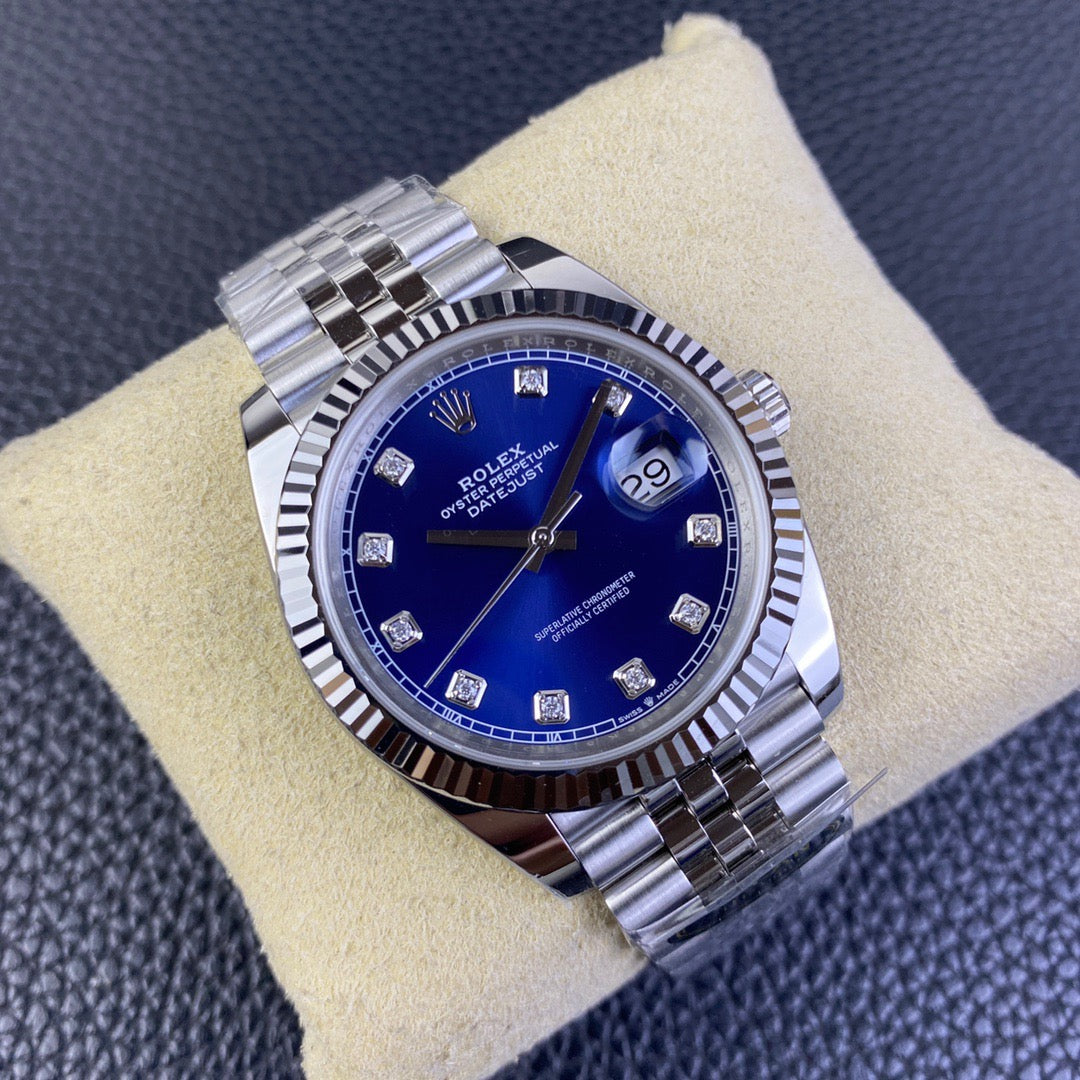 Rolex Date Just Blue Diamonds Dial Jubilee