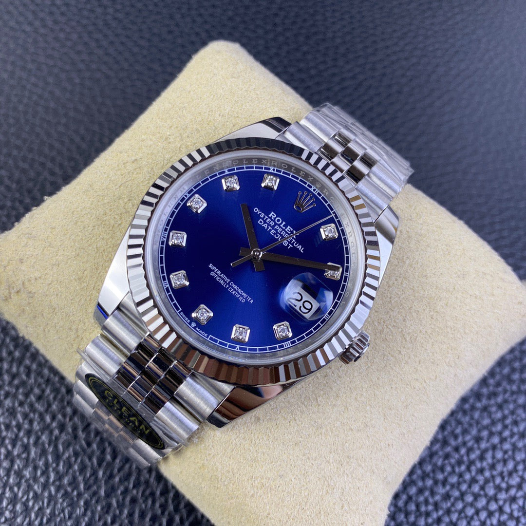 Rolex Date Just Blue Diamonds Dial Jubilee