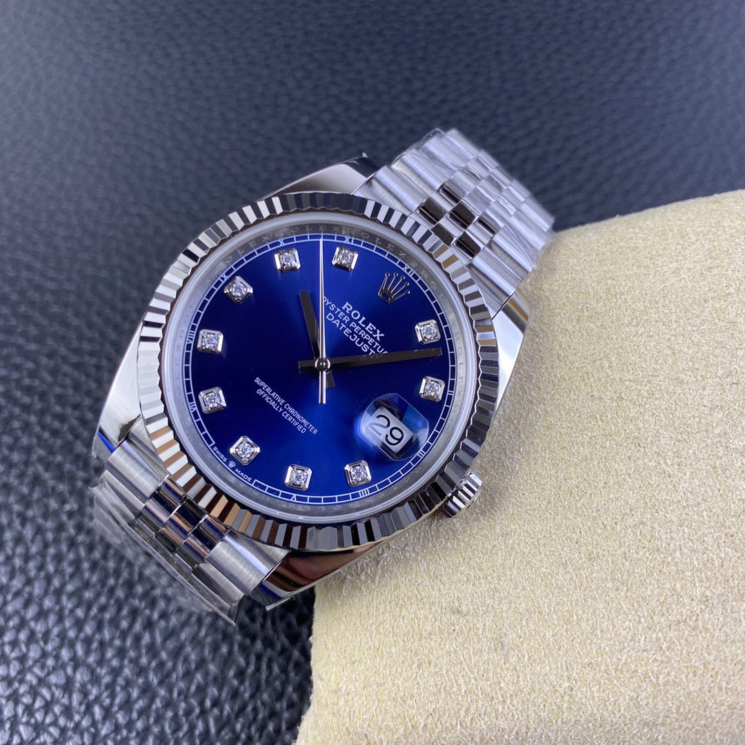 Rolex Date Just Blue Diamonds Dial Jubilee