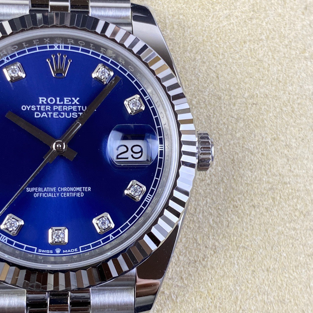 Rolex Date Just Blue Diamonds Dial Jubilee