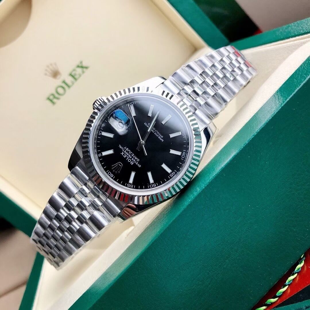Rolex Date Just Black Dial Jubilee