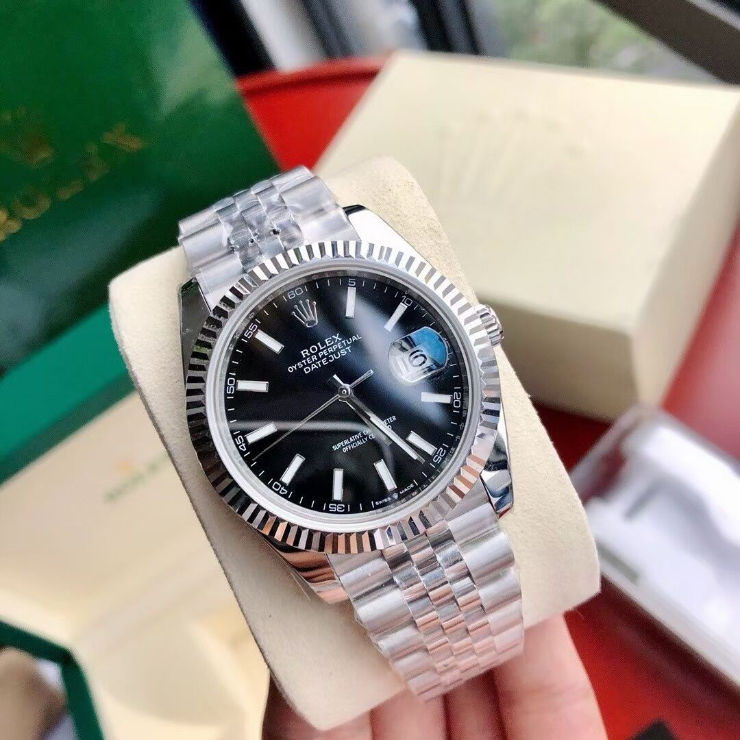 Rolex Date Just Black Dial Jubilee