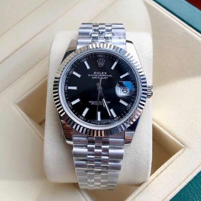 Rolex Date Just Black Dial Jubilee